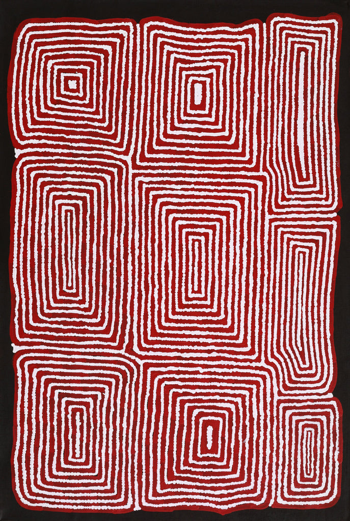 Aboriginal Artwork by Walter Jangala Brown, Tingari Cycle, 91x61cm - ART ARK®