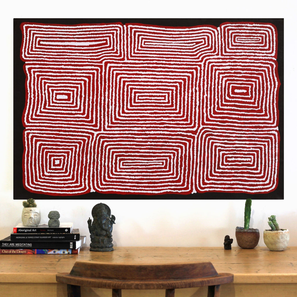 Aboriginal Artwork by Walter Jangala Brown, Tingari Cycle, 91x61cm