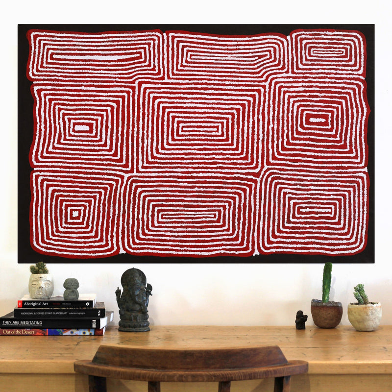 Aboriginal Artwork by Walter Jangala Brown, Tingari Cycle, 91x61cm