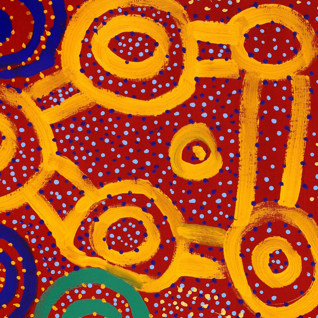 Aboriginal Artwork by Watson Jangala Robertson, Ngapa Jukurrpa (Water Dreaming) - Puyurru, 122x61cm