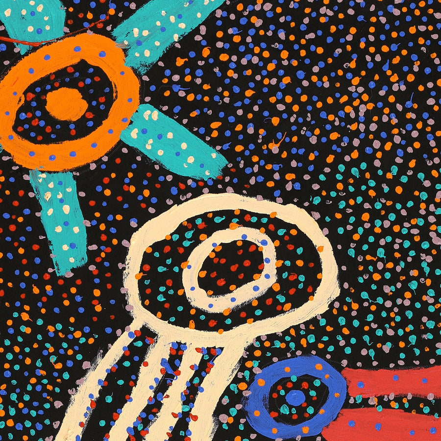 Aboriginal Artwork by Watson Jangala Robertson, Ngapa Jukurrpa (Water Dreaming) - Puyurru, 91x46cm