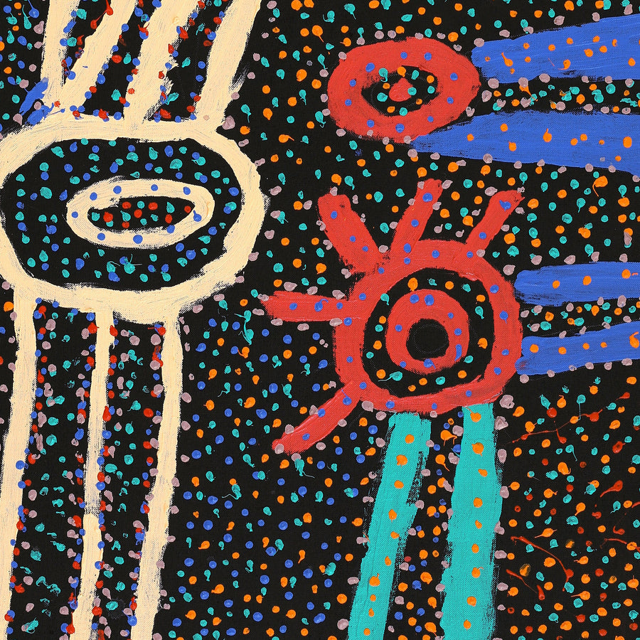 Aboriginal Artwork by Watson Jangala Robertson, Ngapa Jukurrpa (Water Dreaming) - Puyurru, 91x46cm