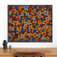 Aboriginal Artwork by Watson Jangala Robertson, Ngapa Jukurrpa (Water Dreaming) - Puyurru, 91x76cm