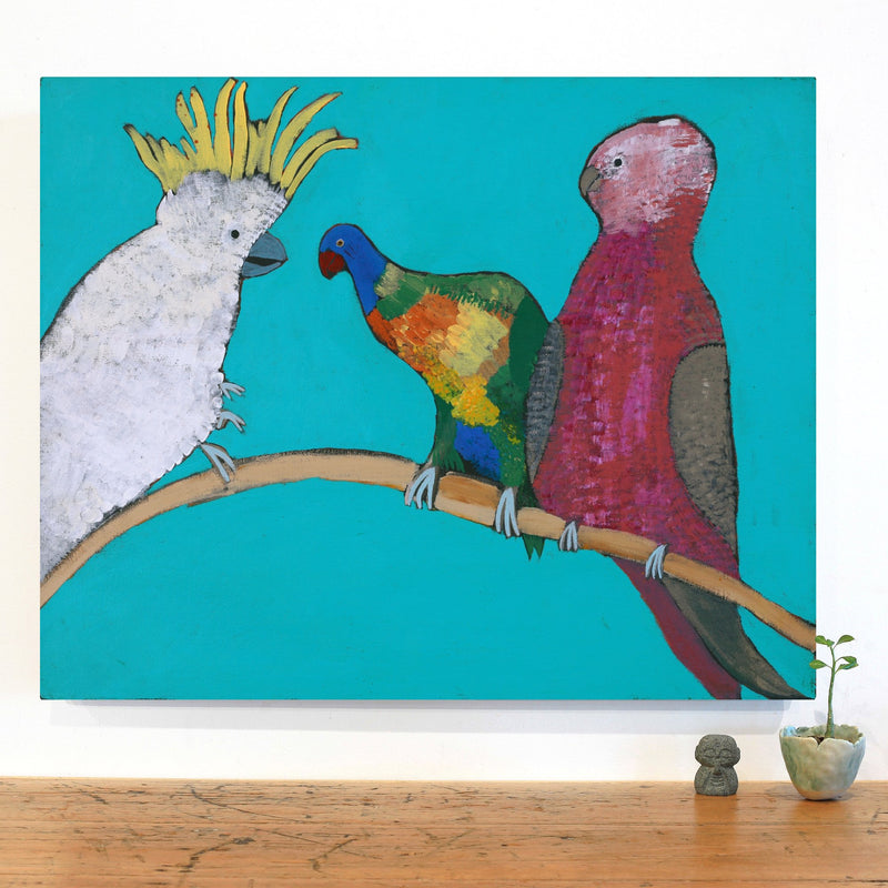 Aboriginal Artwork by Wilma Napangardi Poulson, Birds that live around Yuendumu, 76x61cm