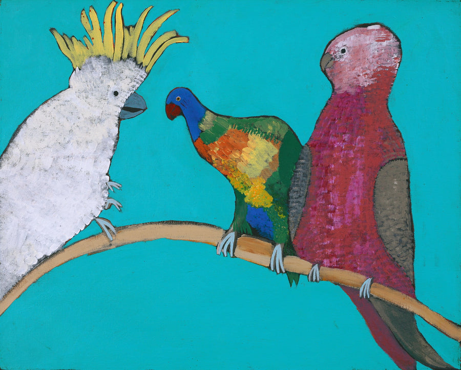 Aboriginal Artwork by Wilma Napangardi Poulson, Birds that live around Yuendumu, 76x61cm