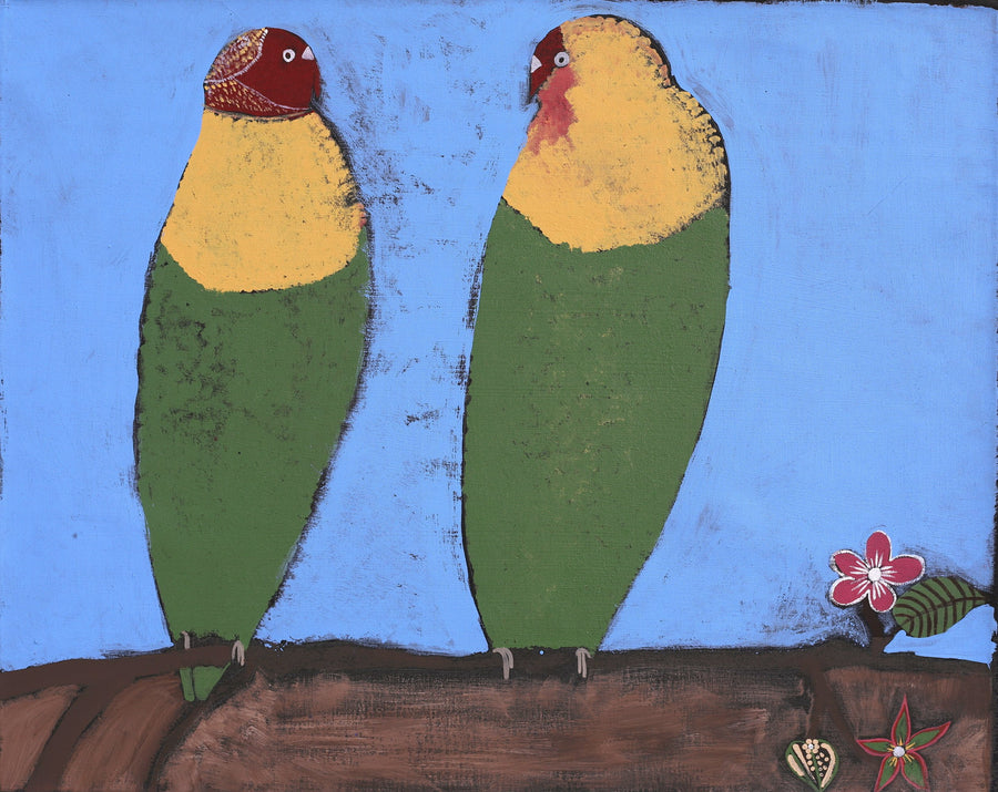 Aboriginal Artwork by Wilma Napangardi Poulson, Birds that live around Yuendumu, 76x61cm