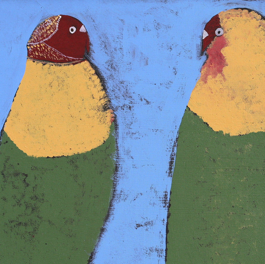 Aboriginal Artwork by Wilma Napangardi Poulson, Birds that live around Yuendumu, 76x61cm