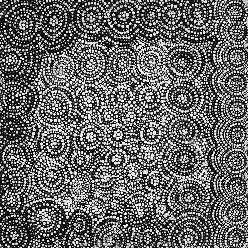 Aboriginal Artwork by Wilma Napangardi Poulson, Pikilyi Jukurrpa (Vaughan Springs Dreaming), 46x46cm