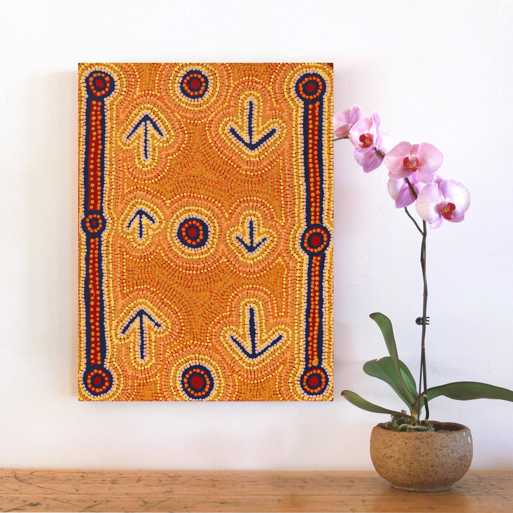 Aboriginal Art by Zenaida Nampijinpa Gallagher, Yankirri Jukurrpa (Emu Dreaming) - Ngarlikurlangu, 61x46cm - ART ARK®
