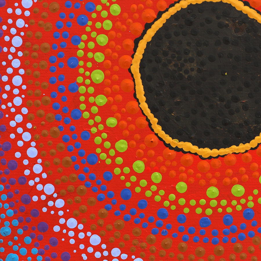 Aboriginal Artwork by Lisa Napanangka Marshall, Ngapa Jukurrpa (Water Dreaming) - Pirlinyarnu, 30x30cm