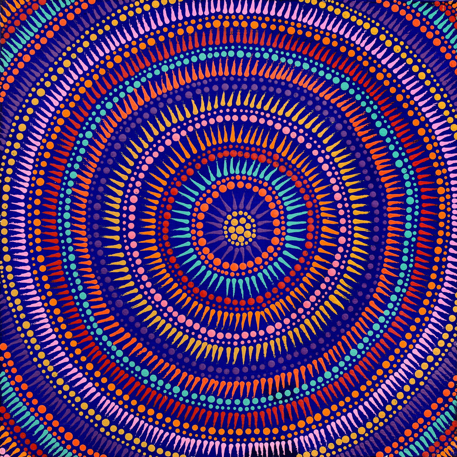 Aboriginal Artwork by Veronica Napangardi Williams, Ngapa Jukurrpa (Water Dreaming) - Pirlinyarnu, 30x30cm