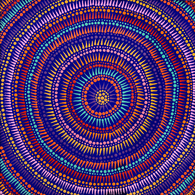 Aboriginal Artwork by Veronica Napangardi Williams, Ngapa Jukurrpa (Water Dreaming) - Pirlinyarnu, 30x30cm
