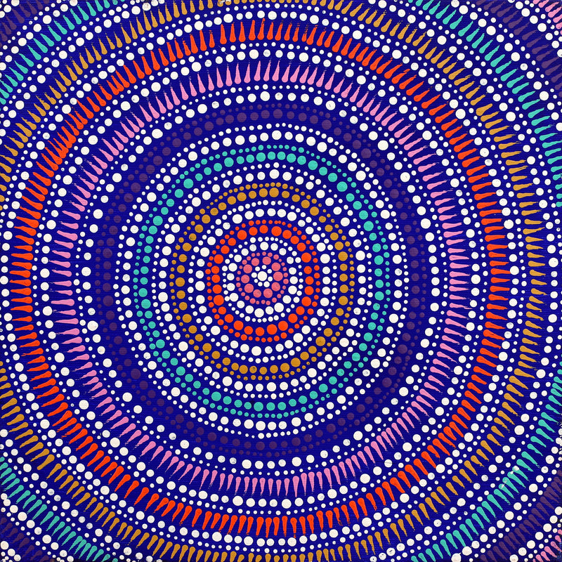 Aboriginal Artwork by Veronica Napangardi Williams, Ngapa Jukurrpa (Water Dreaming) - Pirlinyarnu, 30x30cm
