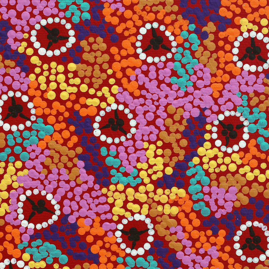 Aboriginal Artwork by Veronica Napangardi Williams, Ngapa Jukurrpa (Water Dreaming) - Pirlinyarnu, 30x30cm