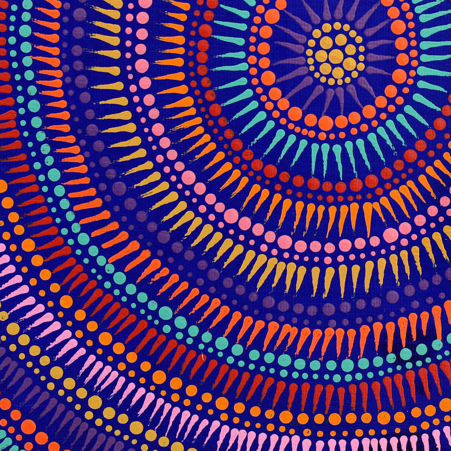 Aboriginal Artwork by Veronica Napangardi Williams, Ngapa Jukurrpa (Water Dreaming) - Pirlinyarnu, 30x30cm