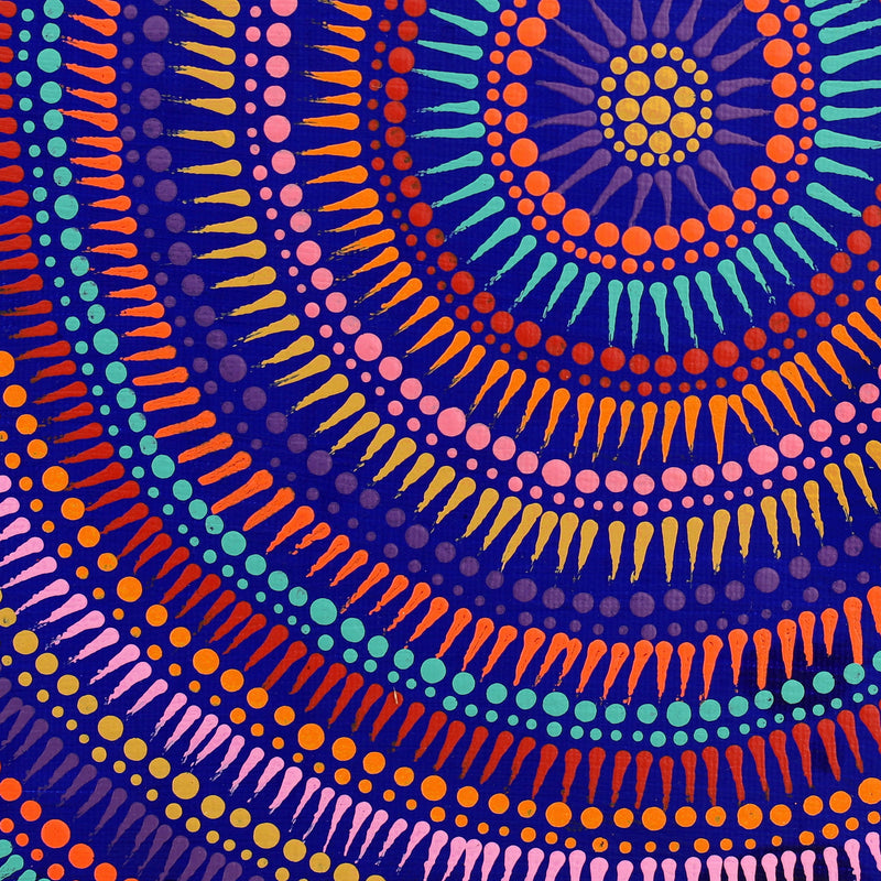 Aboriginal Artwork by Veronica Napangardi Williams, Ngapa Jukurrpa (Water Dreaming) - Pirlinyarnu, 30x30cm