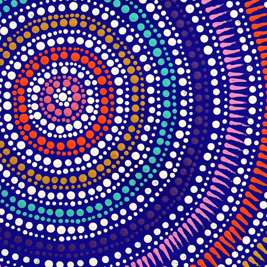 Aboriginal Artwork by Veronica Napangardi Williams, Ngapa Jukurrpa (Water Dreaming) - Pirlinyarnu, 30x30cm