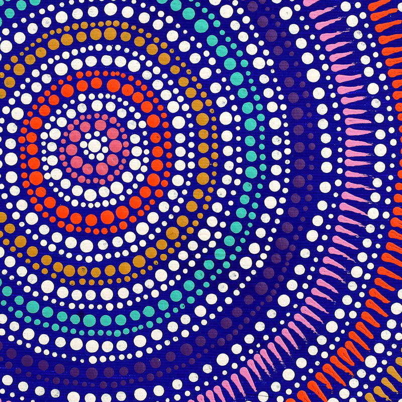 Aboriginal Artwork by Veronica Napangardi Williams, Ngapa Jukurrpa (Water Dreaming) - Pirlinyarnu, 30x30cm