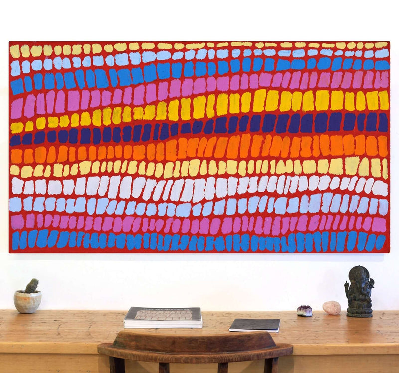 Aboriginal Artwork by Alice Nampitjinpa Dixon, Pura - Bush berries, 137x76cm