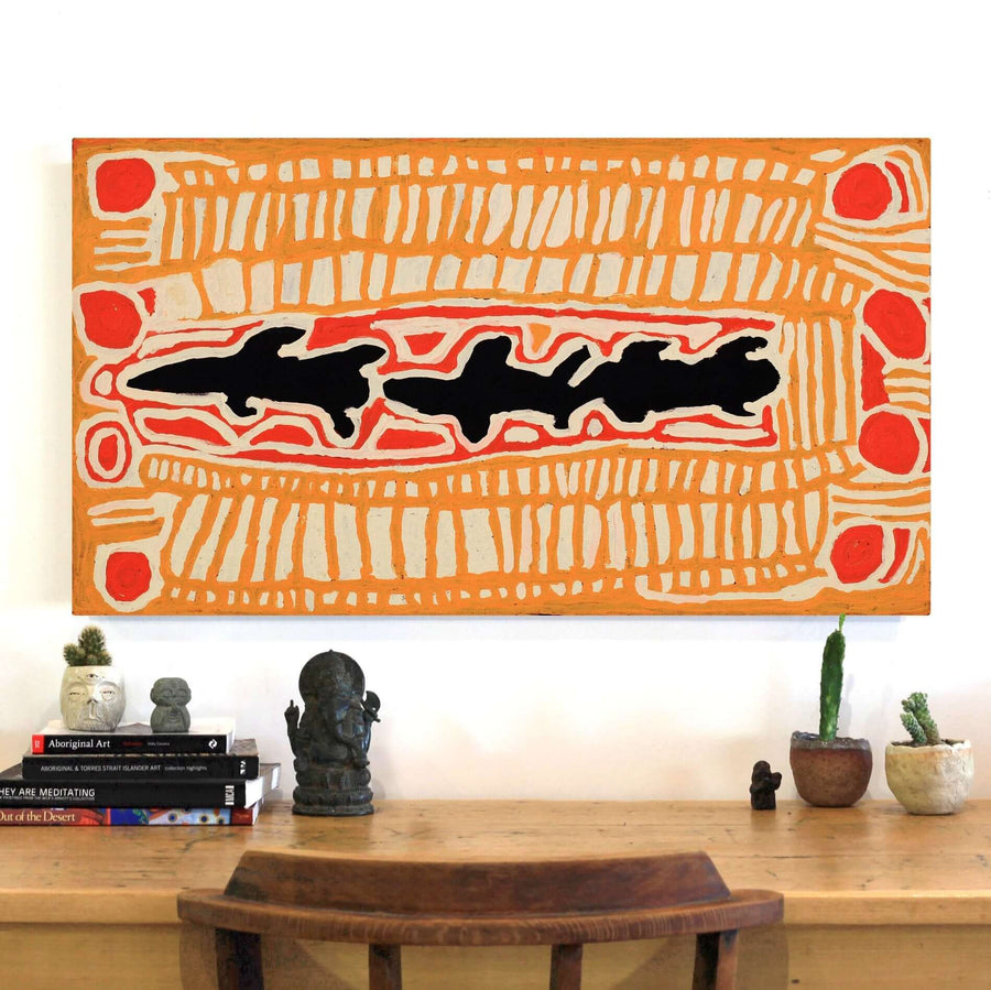 Aboriginal Artwork by Alice Nampitjinpa Dixon, Tjilkamala - Porcupine rockhole, 90x50cm