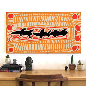 Aboriginal Artwork by Alice Nampitjinpa Dixon, Tjilkamala - Porcupine rockhole, 90x50cm - ART ARK®