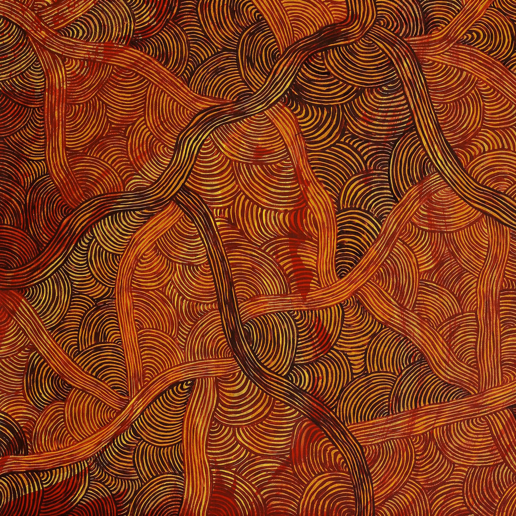 Aboriginal Artwork by Alison Pantjiti Napurrula Multa, Kungkaku Puturru - Women's Hairstring Dreaming, 122x101.5cm - ART ARK®