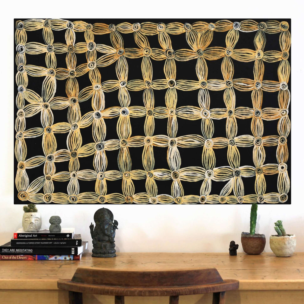 Aboriginal Artwork by Alison Watson, Kapi Tjurkurpa Kumanara Bore, 91x61cm