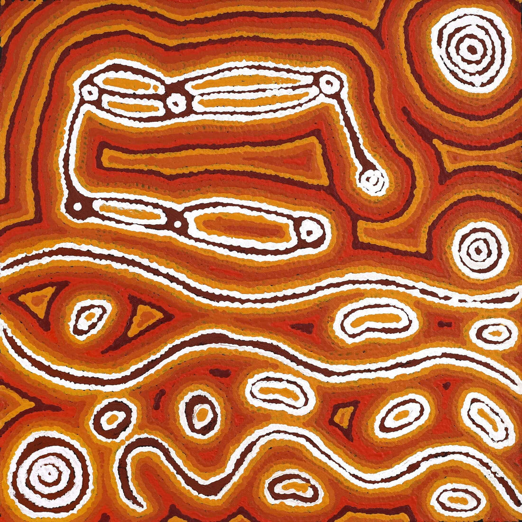 Aboriginal Artwork by Amanda Nakamarra Curtis, Lappi Lappi Dreaming, 46x46cm