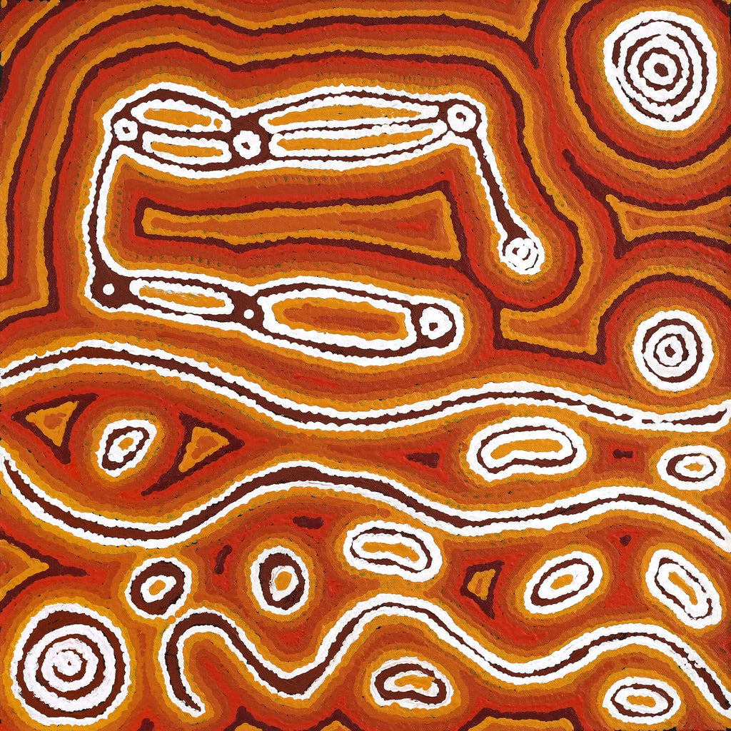 Aboriginal Art by Amanda Nakamarra Curtis, Lappi Lappi Dreaming, 46x46cm - ART ARK®