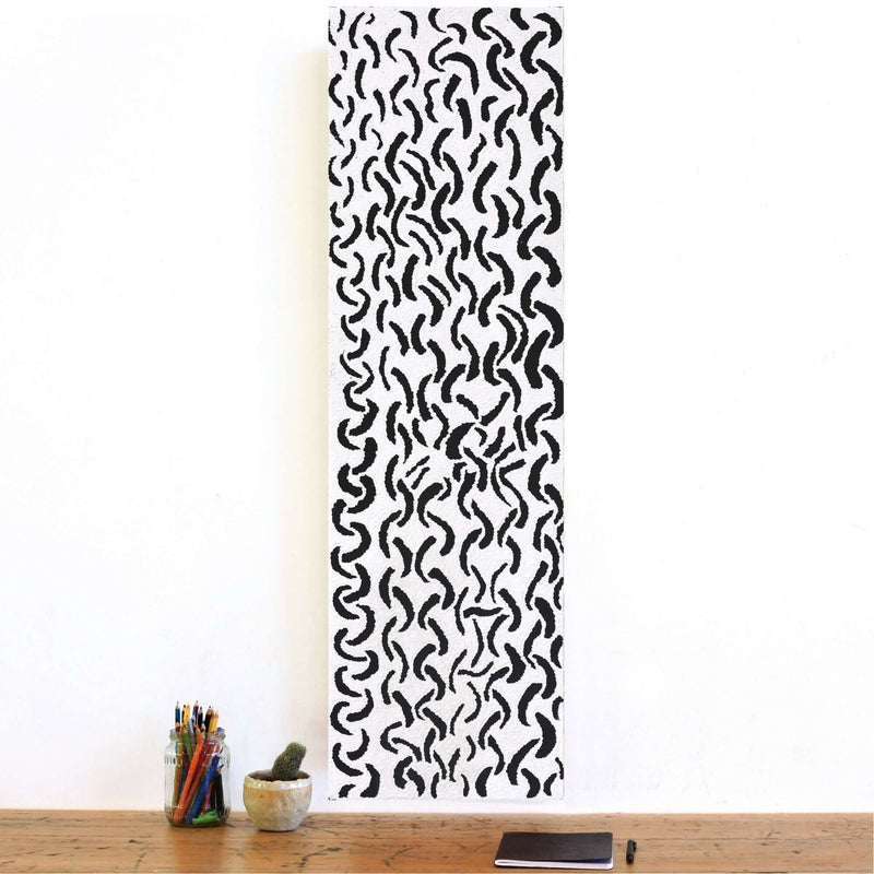 Aboriginal Artwork by Andrea Nungarrayi Wilson, Lukarrara Jukurrpa, 107x30cm