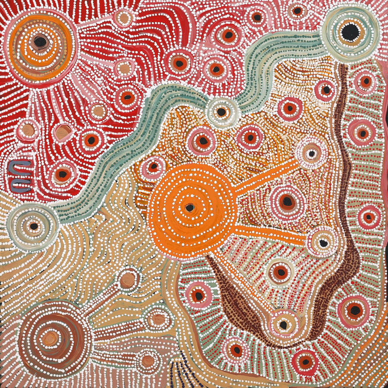 Aboriginal Artwork by Angela Watson, Minyma Kutjara, 91x91cm