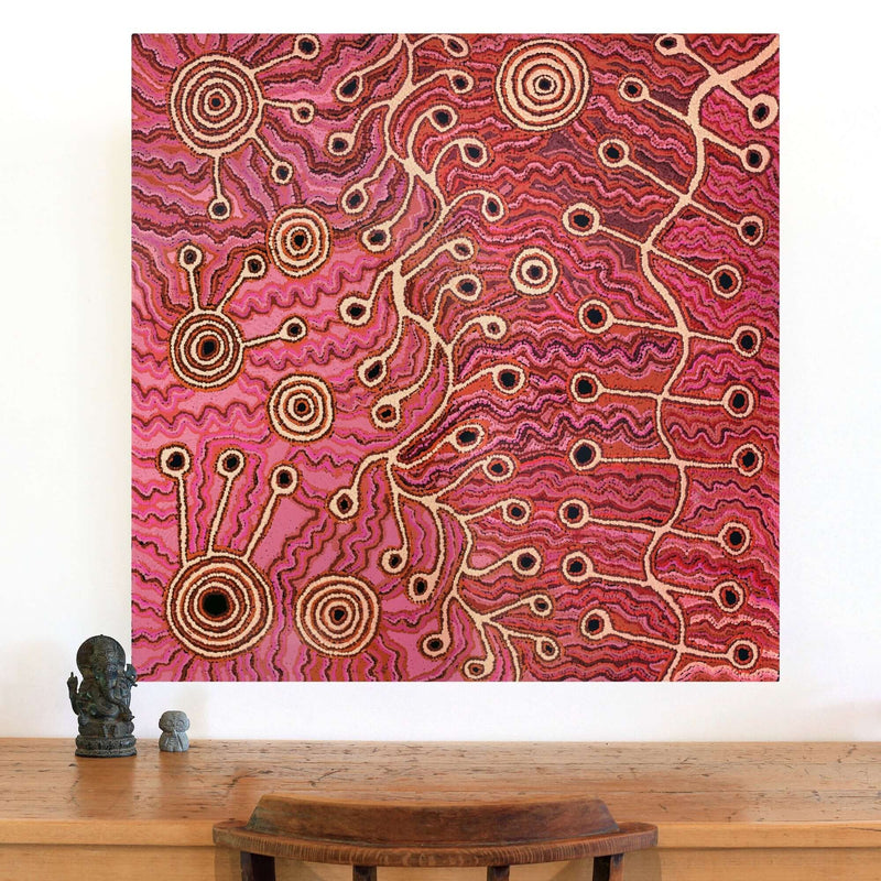 Aboriginal Artwork by Angela Watson, Minyma Kutjara, 91x91cm