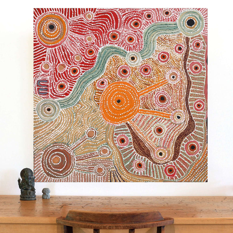 Aboriginal Artwork by Angela Watson, Minyma Kutjara, 91x91cm