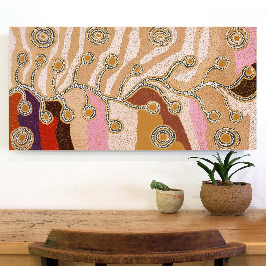 Aboriginal Artwork by Angela Watson, Minyma Tjukurpa, 81x41cm