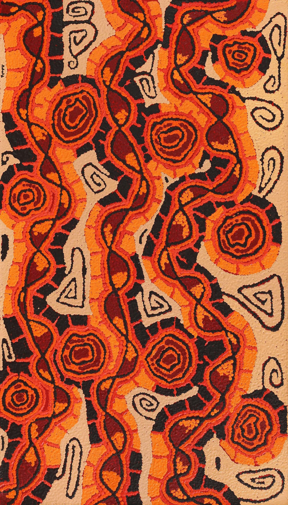 Aboriginal Artwork by Angelina Nampijinpa Tasman, Ngapa Jukurrpa (Water Dreaming) - Pirlinyarnu, 107x61cm
