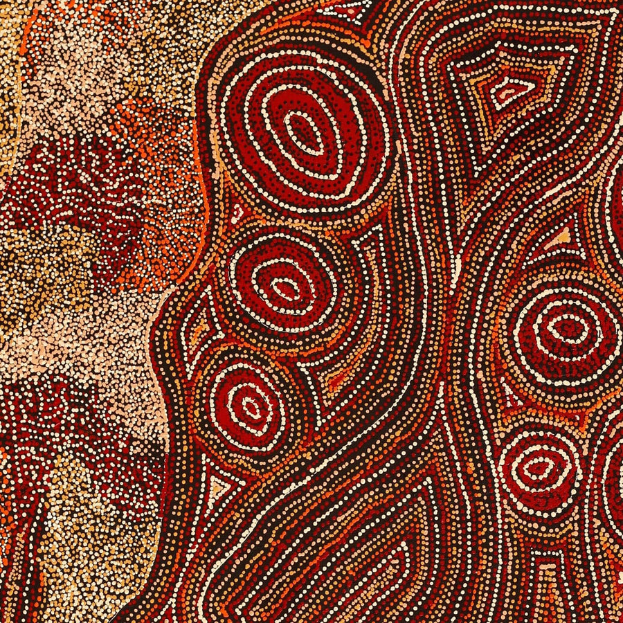 Aboriginal Artwork by Angelina Nampijinpa Tasman, Ngapa Jukurrpa (Water Dreaming) - Pirlinyarnu, 107x61cm
