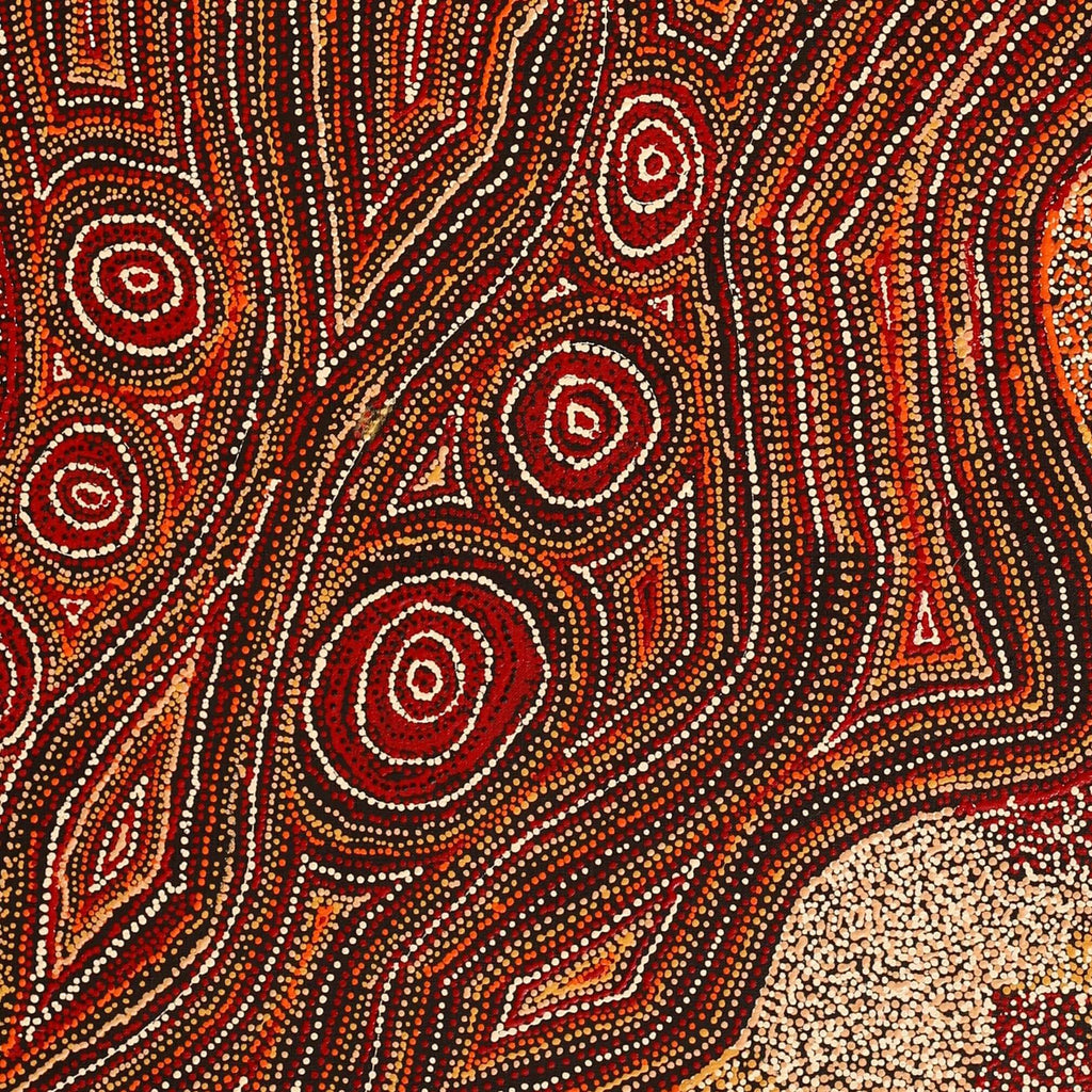 Aboriginal Artwork by Angelina Nampijinpa Tasman, Ngapa Jukurrpa (Water Dreaming) - Pirlinyarnu, 107x61cm