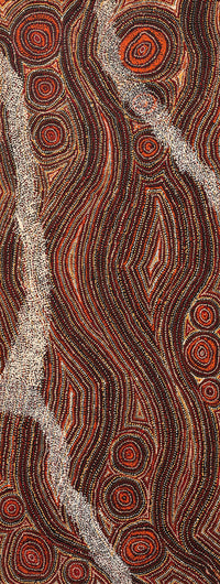 Aboriginal Artwork by Angelina Nampijinpa Tasman, Ngapa Jukurrpa (Water Dreaming) - Pirlinyarnu, 122x46cm