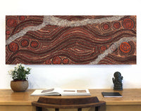 Aboriginal Artwork by Angelina Nampijinpa Tasman, Ngapa Jukurrpa (Water Dreaming) - Pirlinyarnu, 122x46cm