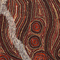 Aboriginal Artwork by Angelina Nampijinpa Tasman, Ngapa Jukurrpa (Water Dreaming) - Pirlinyarnu, 122x46cm