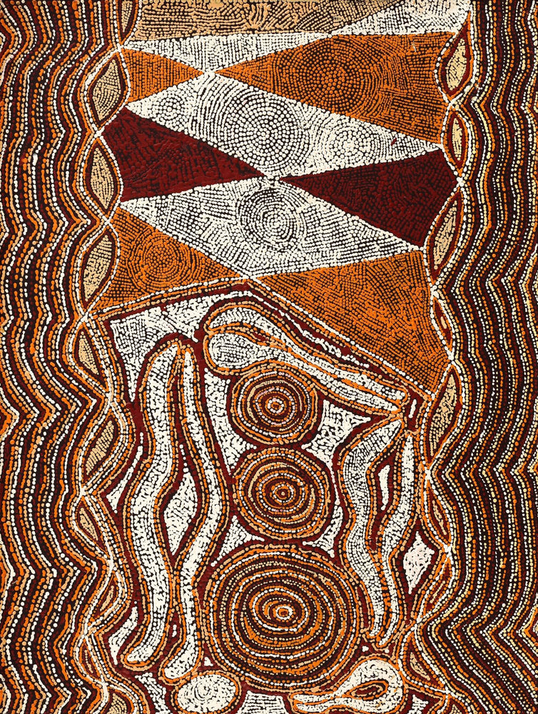 Aboriginal Artwork by Angelina Nampijinpa Tasman, Ngapa Jukurrpa (Water Dreaming) - Pirlinyarnu, 61x46cm