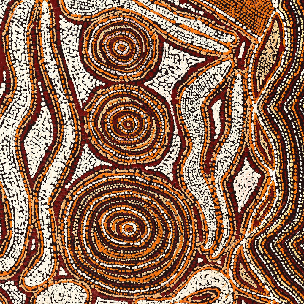 Aboriginal Artwork by Angelina Nampijinpa Tasman, Ngapa Jukurrpa (Water Dreaming) - Pirlinyarnu, 61x46cm