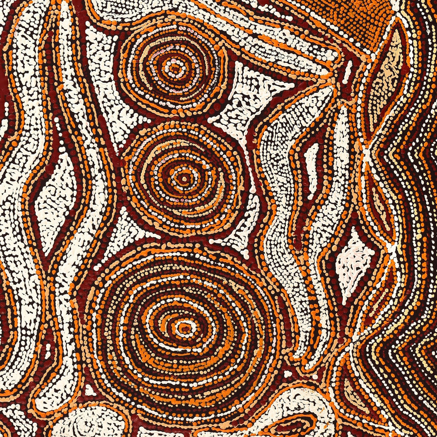 Aboriginal Artwork by Angelina Nampijinpa Tasman, Ngapa Jukurrpa (Water Dreaming) - Pirlinyarnu, 61x46cm