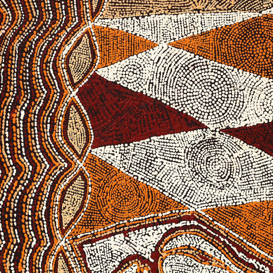 Aboriginal Artwork by Angelina Nampijinpa Tasman, Ngapa Jukurrpa (Water Dreaming) - Pirlinyarnu, 61x46cm