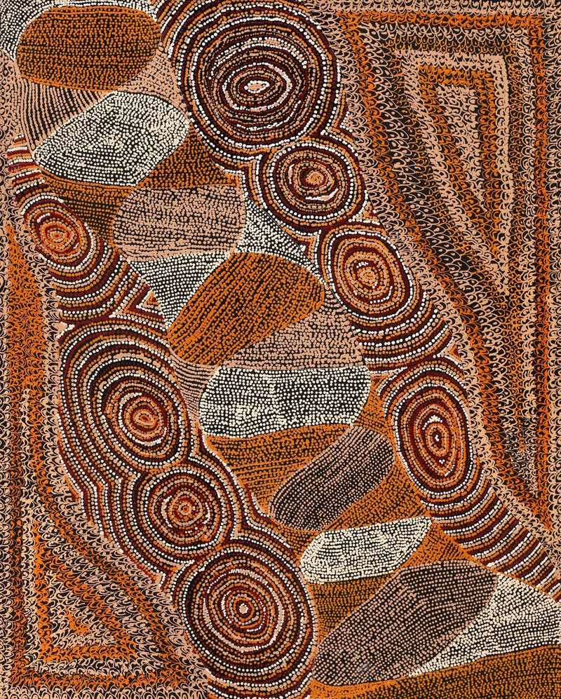 Aboriginal Artwork by Angelina Nampijinpa Tasman, Ngapa Jukurrpa (Water Dreaming) - Pirlinyarnu, 76x61cm