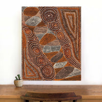 Aboriginal Artwork by Angelina Nampijinpa Tasman, Ngapa Jukurrpa (Water Dreaming) - Pirlinyarnu, 76x61cm