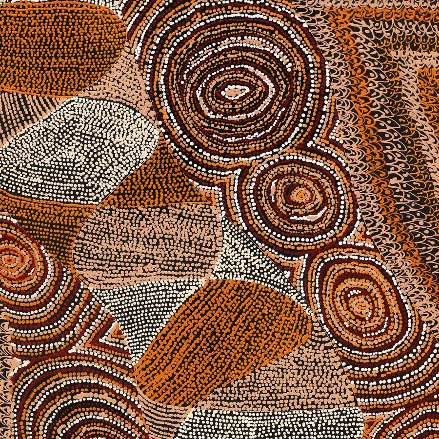 Aboriginal Artwork by Angelina Nampijinpa Tasman, Ngapa Jukurrpa (Water Dreaming) - Pirlinyarnu, 76x61cm