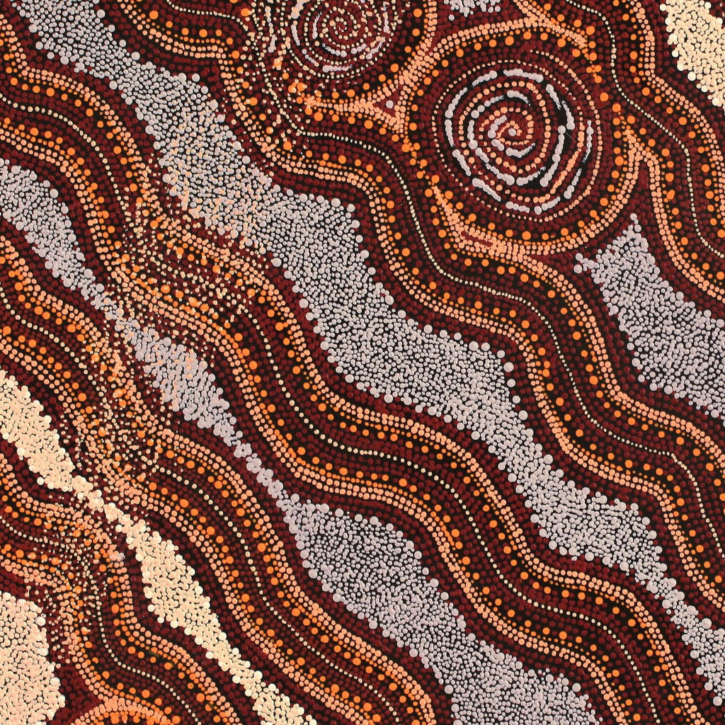 Aboriginal Artwork by Angelina Nampijinpa Tasman, Ngapa Jukurrpa (Water Dreaming) - Pirlinyarnu, 76x76cm