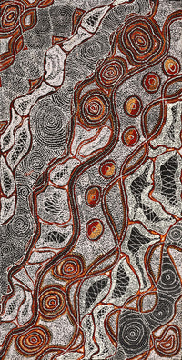 Aboriginal Artwork by Angelina Nampijinpa Tasman, Ngapa Jukurrpa (Water Dreaming) - Pirlinyarnu, 91x46cm