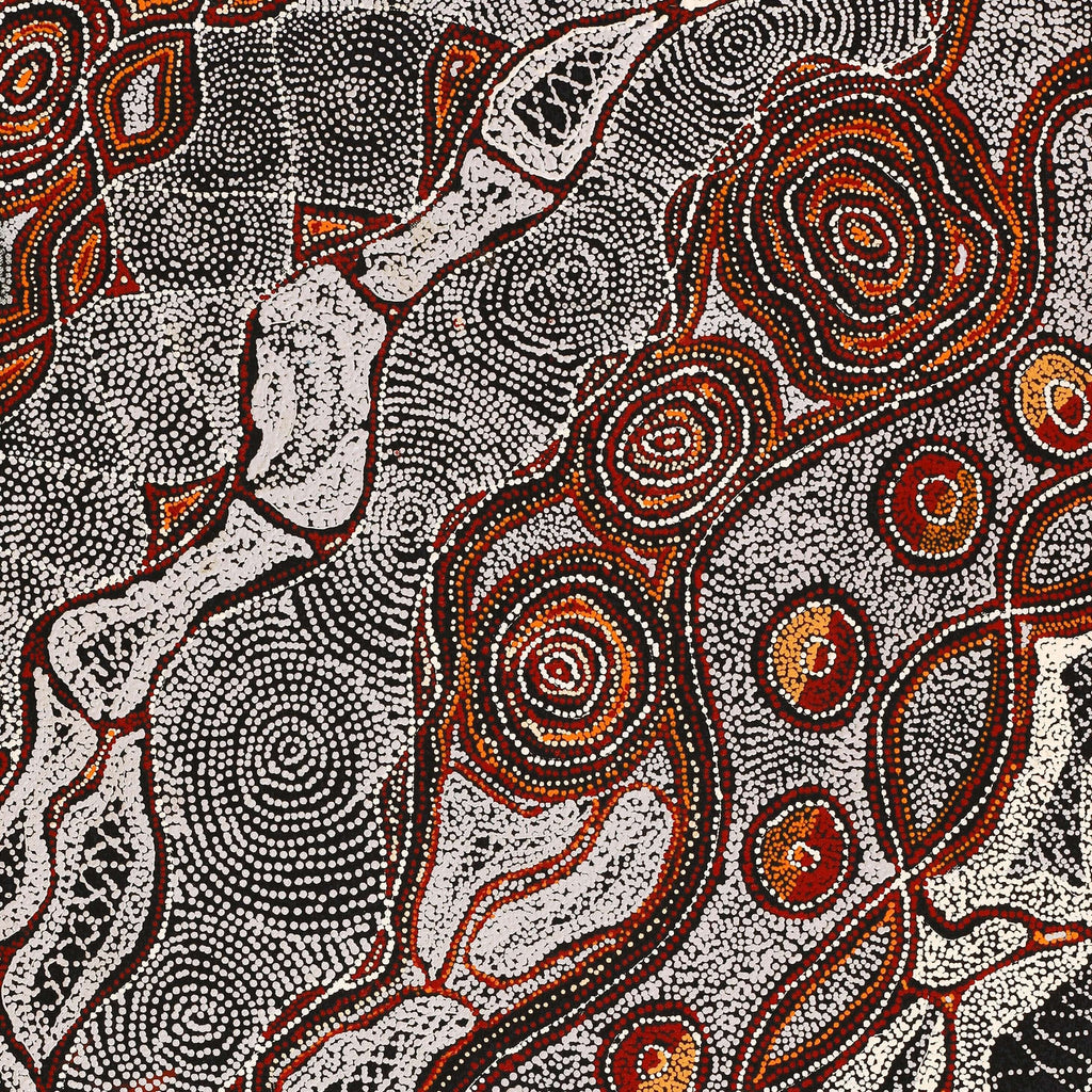 Aboriginal Artwork by Angelina Nampijinpa Tasman, Ngapa Jukurrpa (Water Dreaming) - Pirlinyarnu, 91x46cm